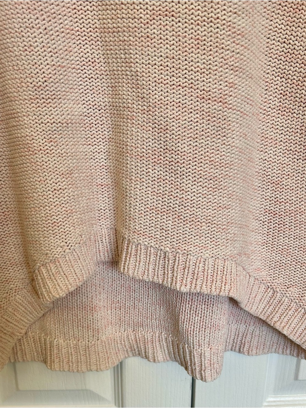 Pink Blush 100% Cotton Knit Women's Top - Boat Neck, 3/4 Sleeves & High-Low Hem - Picture 5 of 7